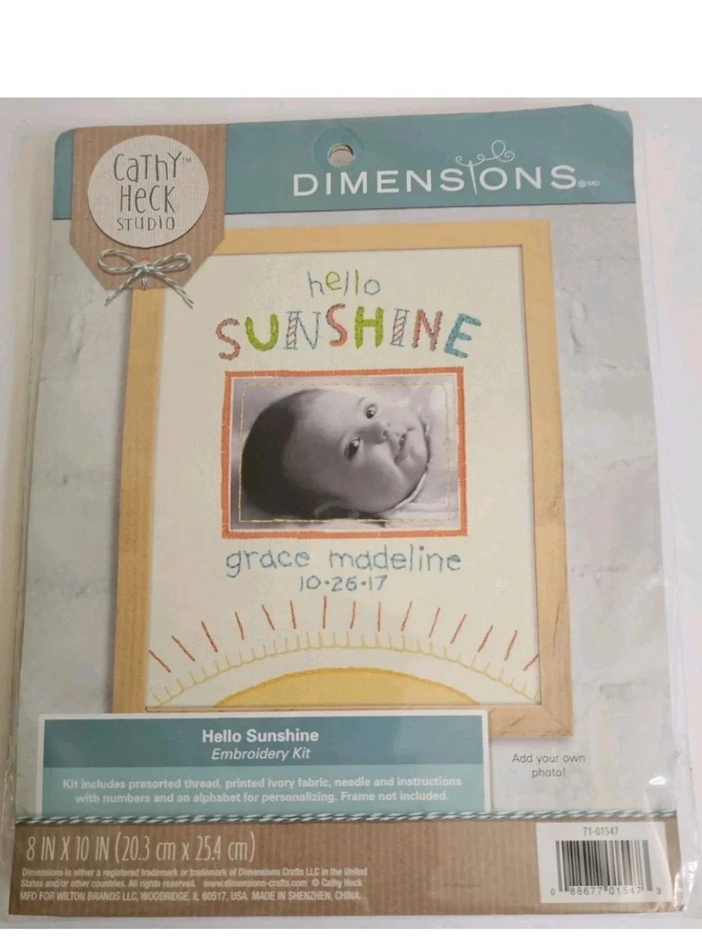 Dimensions Hello Sunshine  Embroidery Kit Baby Name Date 8